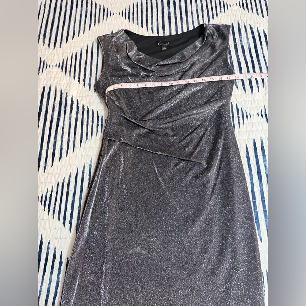 Connected Apparel Shimmering Gray Asymmetrical Dr… - image 3